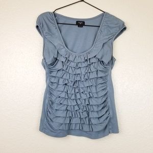 Anthropologie Blue Ruffled Blouse